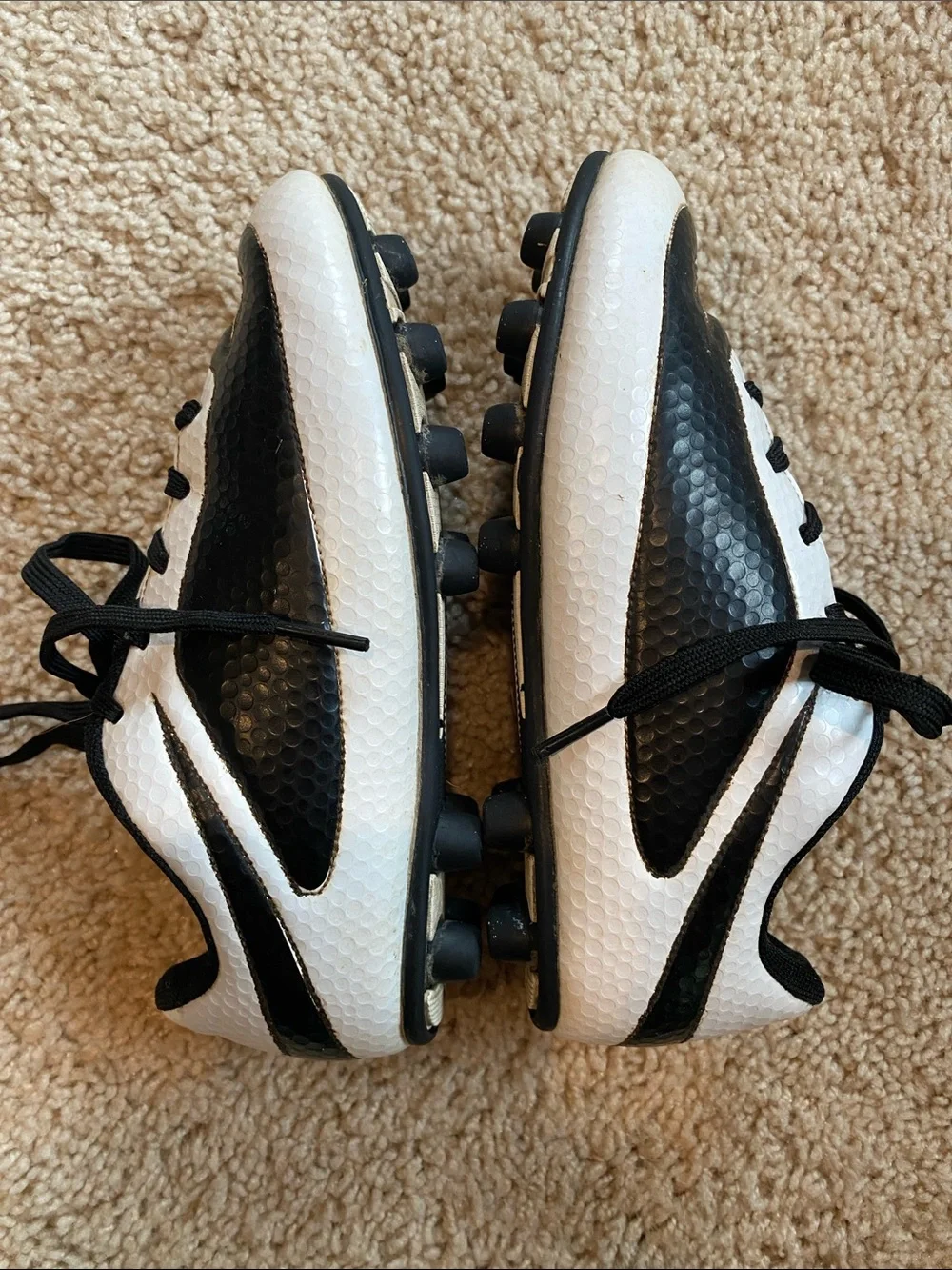 Kids Black and White Soccer Cleats